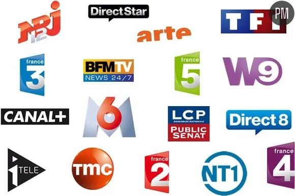 Logos des principales chaînes francophones proposées sur notre IPTV